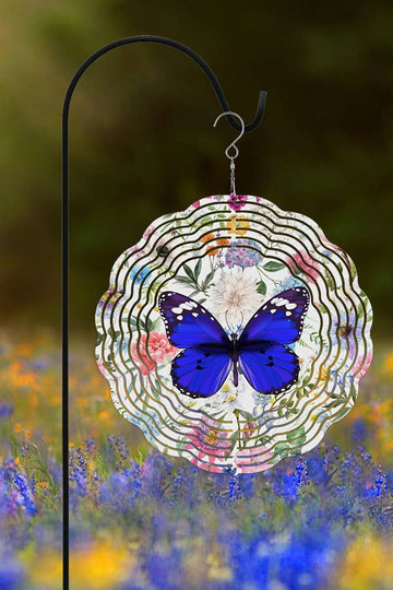 Spring Home Decor Blue Butterfly Garden Wind Spinner Gift