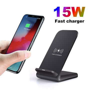 15W Qi Wireless Phone Charger Holder Auto-Adaptive Fast Charge Pad