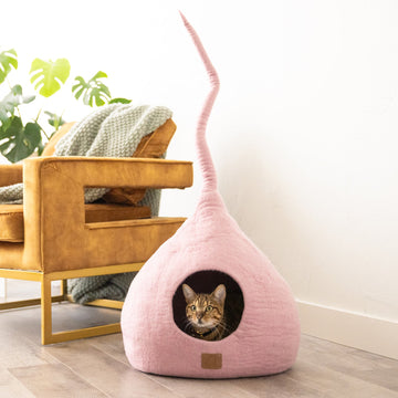 Deluxe Handcrafted Felt Cat Cave With Tail - Spacious & Stylish