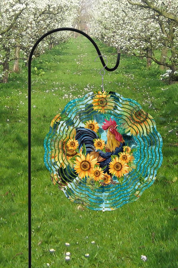 Spring Home Decor Rooster Sunflower Garden Wind Spinner