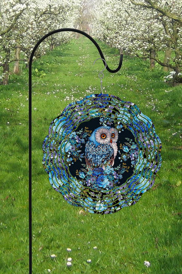 Spring Home Decor Blue Black Owl Garden Wind Spinner