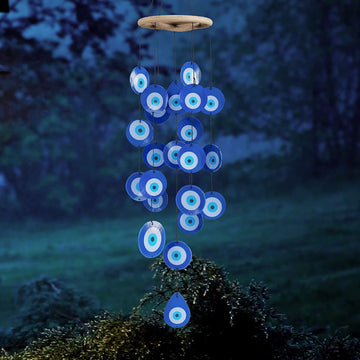 Shell Wind Chime Blue Evil Eye Garden Decor Relaxing Housewarming