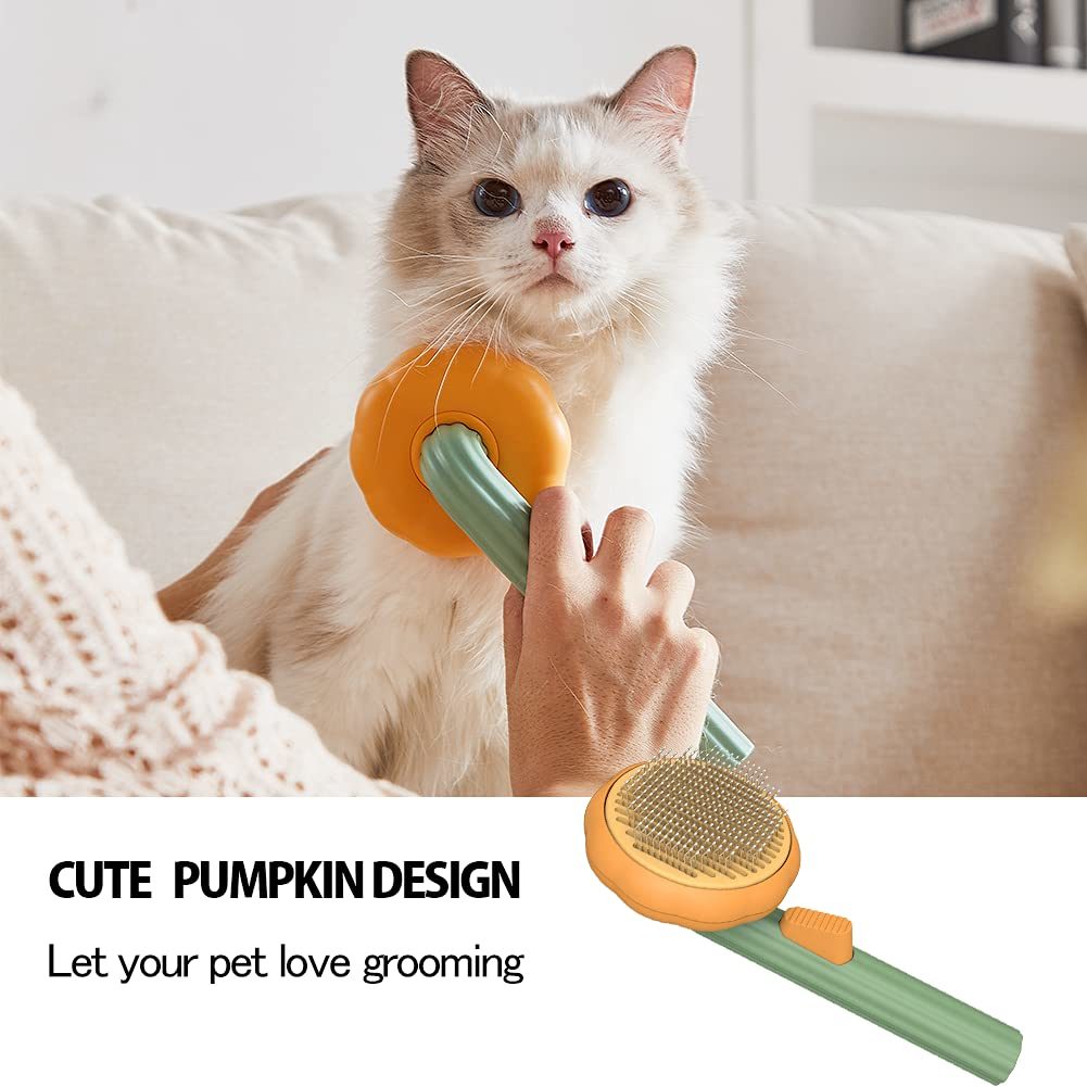 Pet Pumpkin Brush, Pet Grooming Self Cleaning Slicker Brush For Dogs