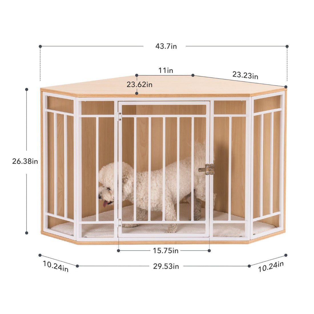 Mewoofun Wooden and Metal Dog House for Small/Medium Dog Crate