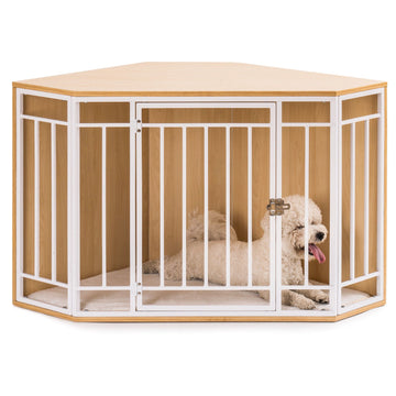 Mewoofun Wooden and Metal Dog House for Small/Medium Dog Crate