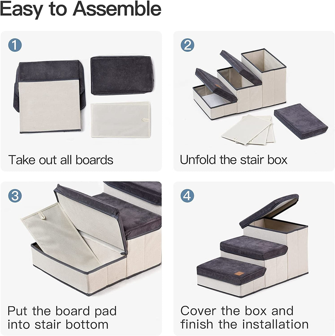 Mewoofun Dog Stairs for Small Dogs Foldable 3 - Tiers Dog Steps for