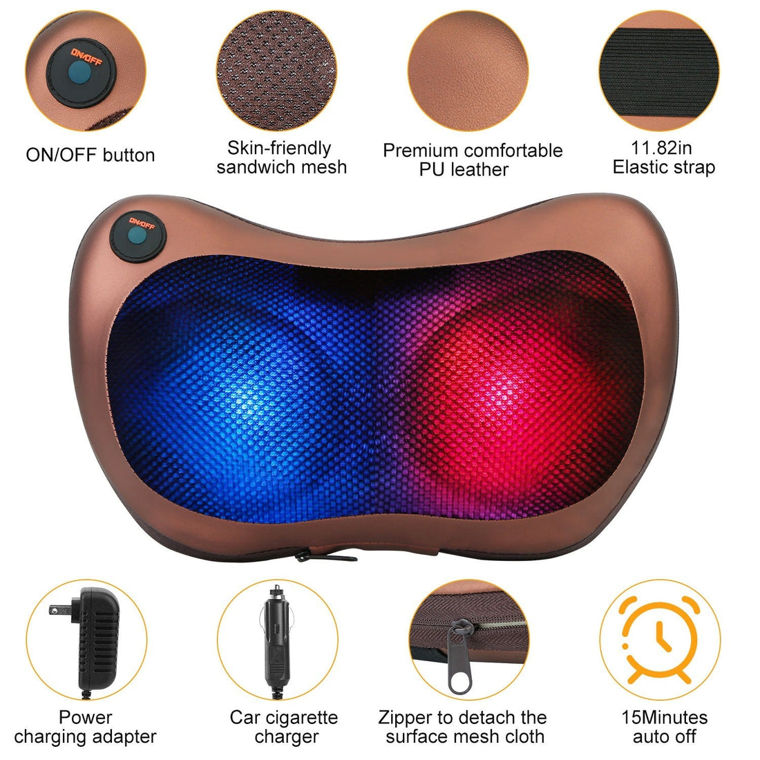 Back Neck Massage Pillow Thermotherapy Kneading Manipulation Massager