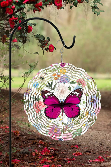 Spring Home Decor Fuchsia Butterfly Garden Wind Spinner